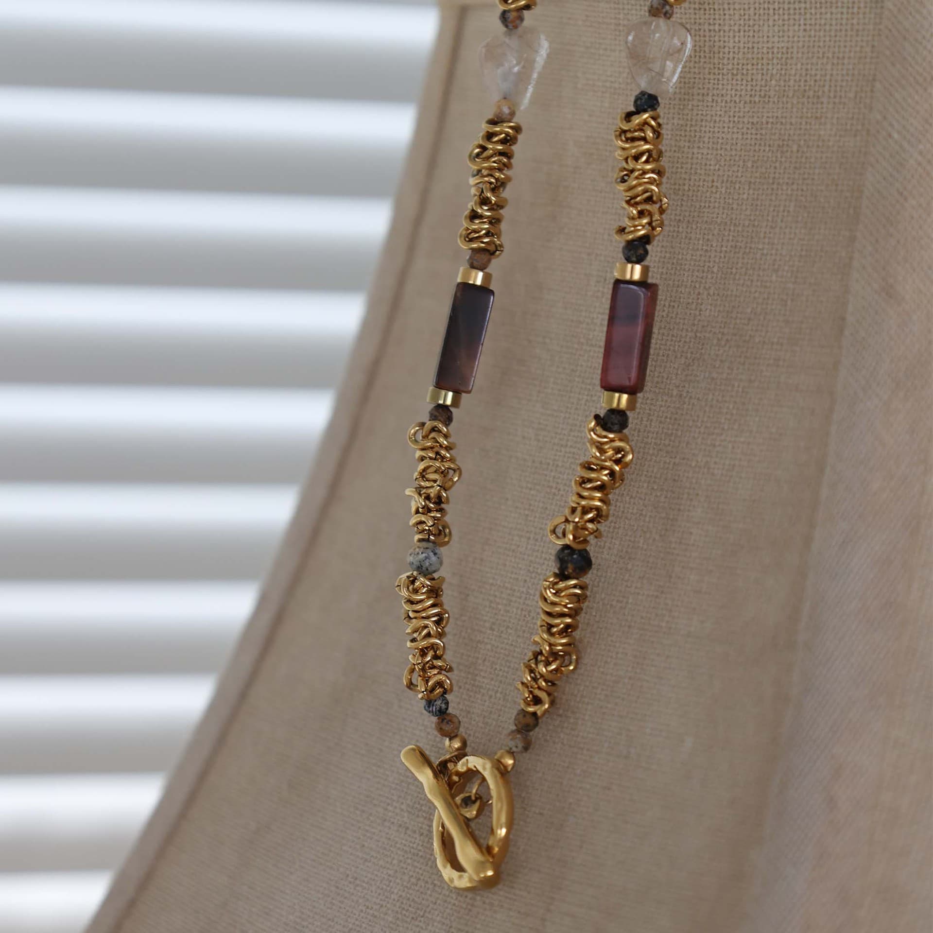 ネックレスチェーン 天然石の輝き 螺旋編みチェーン