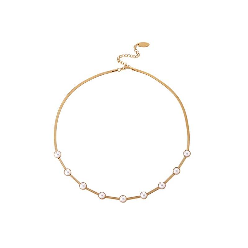 ネックレスチェーン 優美な真珠飾りスネークチェーン