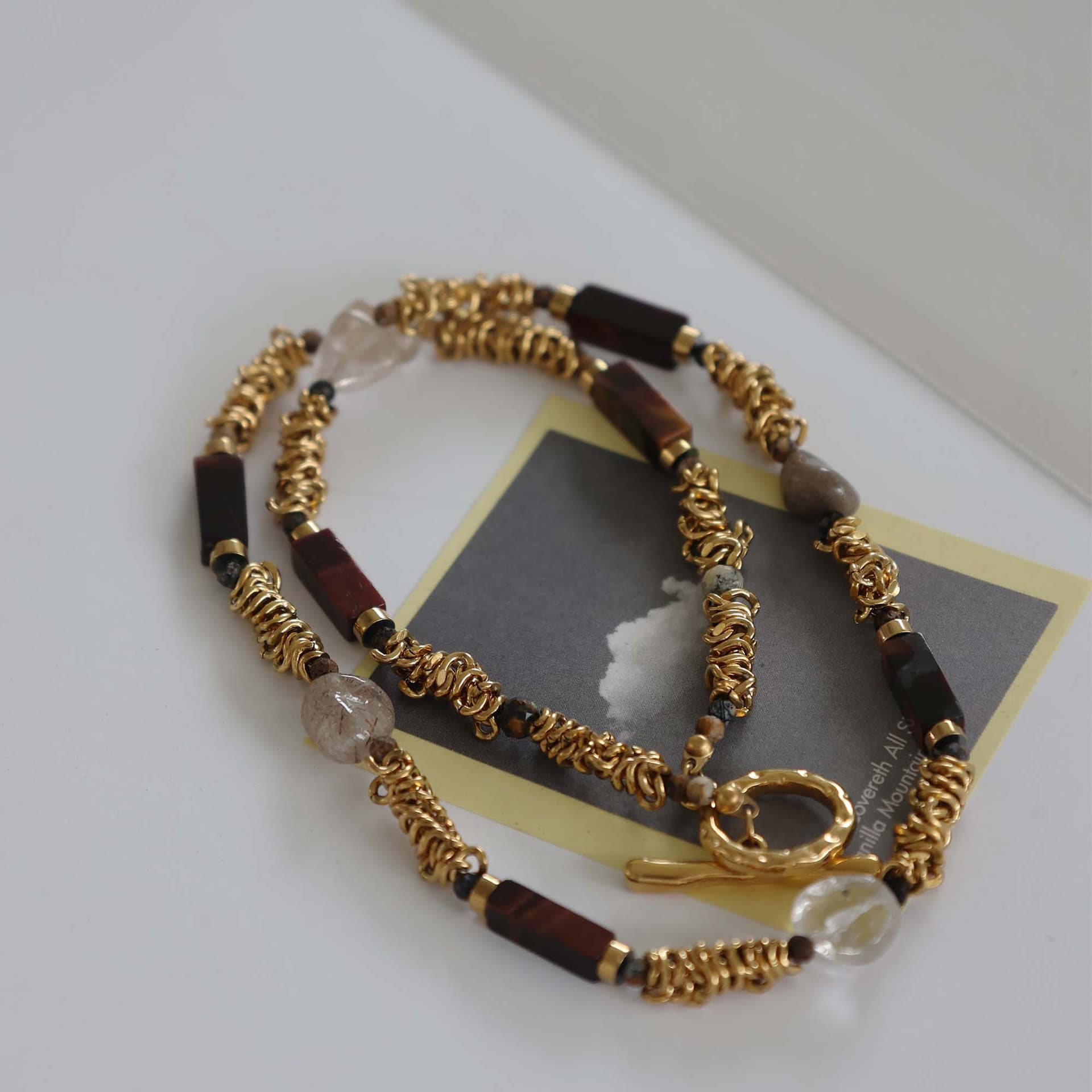 ネックレスチェーン 天然石の輝き 螺旋編みチェーン