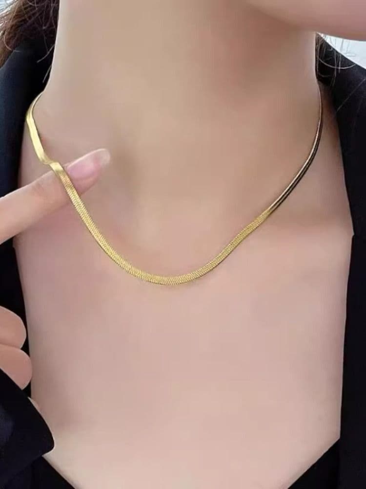 ネックレスチェーン 平打ちヘリンボーンチェーン