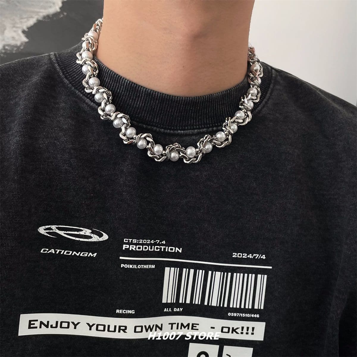 ネックレスチェーン 重厚感漂う匠のチタン編み込み