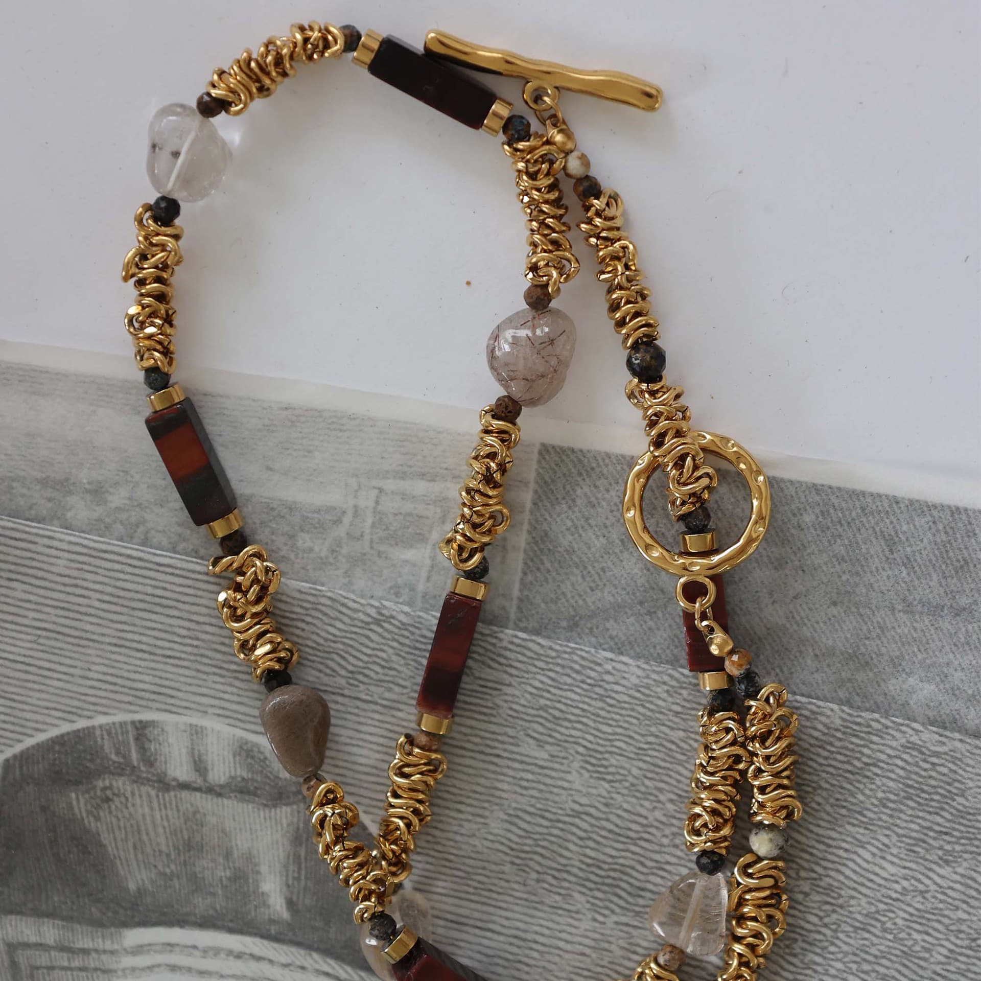 ネックレスチェーン 天然石の輝き 螺旋編みチェーン