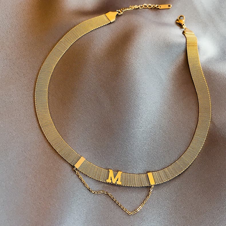 ネックレスチェーン 二重奏メッシュチタンチョーカー