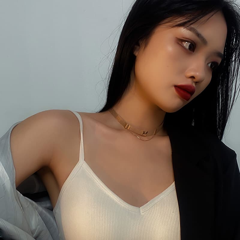 ネックレスチェーン 二重奏メッシュチタンチョーカー