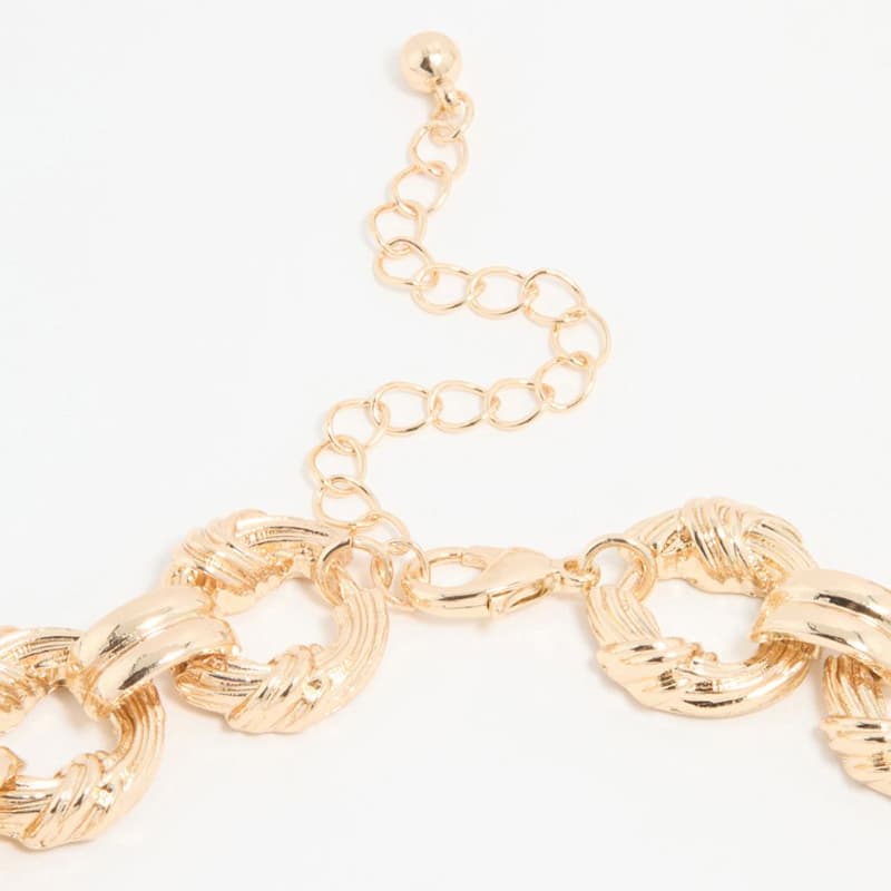 ネックレスチェーン 螺旋彫り輪繋ぎ華やかチェーン