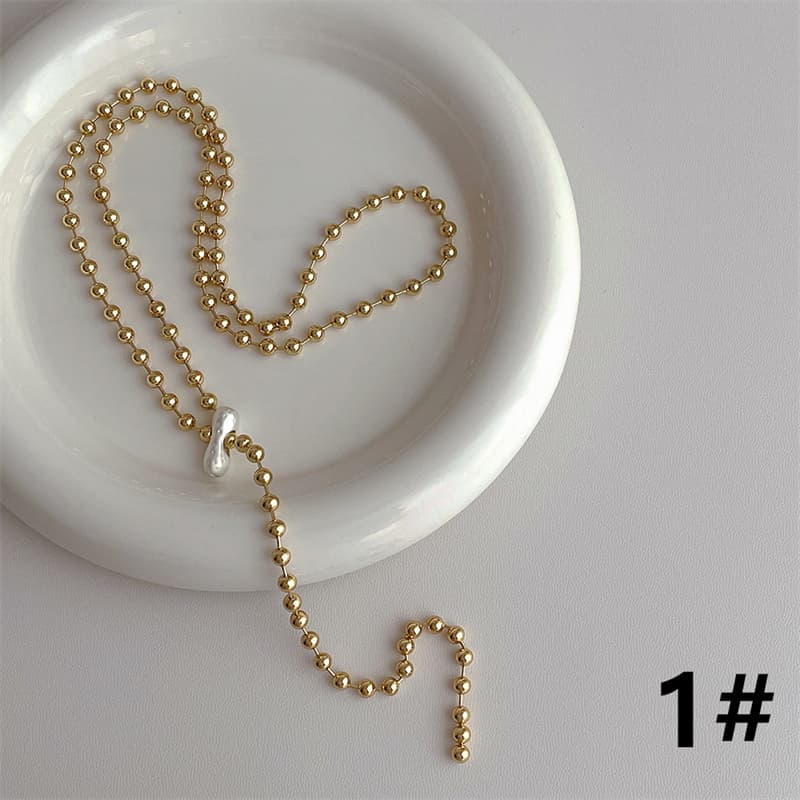 ネックレスチェーン 十四金コーティング ボールチェーン ネックレス 錆びにくい 高級感 女性用　ゴールド