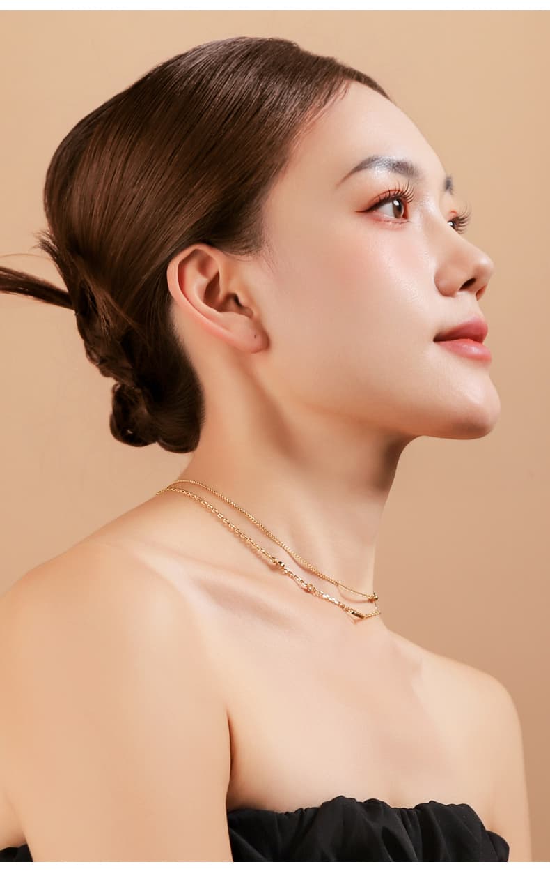 ネックレスチェーン 二連星空輝き レイヤードチェーン