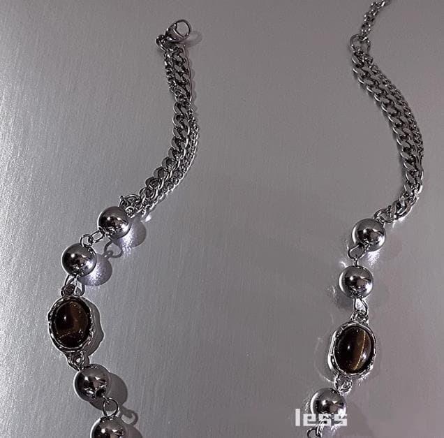 ネックレスチェーン 鎖骨丈 虎眼石シルバーチェーン