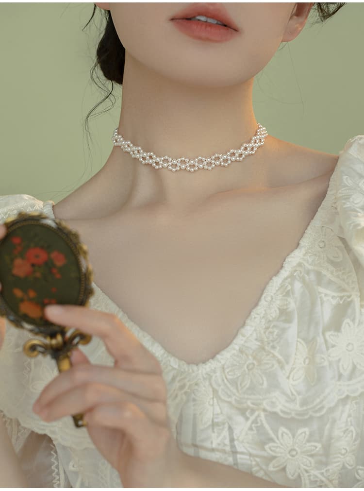 ネックレスチェーン パールモチーフゴールドネックレス