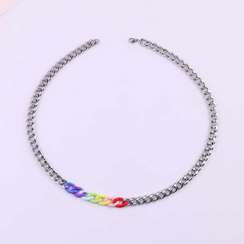 ネックレスチェーン 虹色アクセント喜びのチェーン