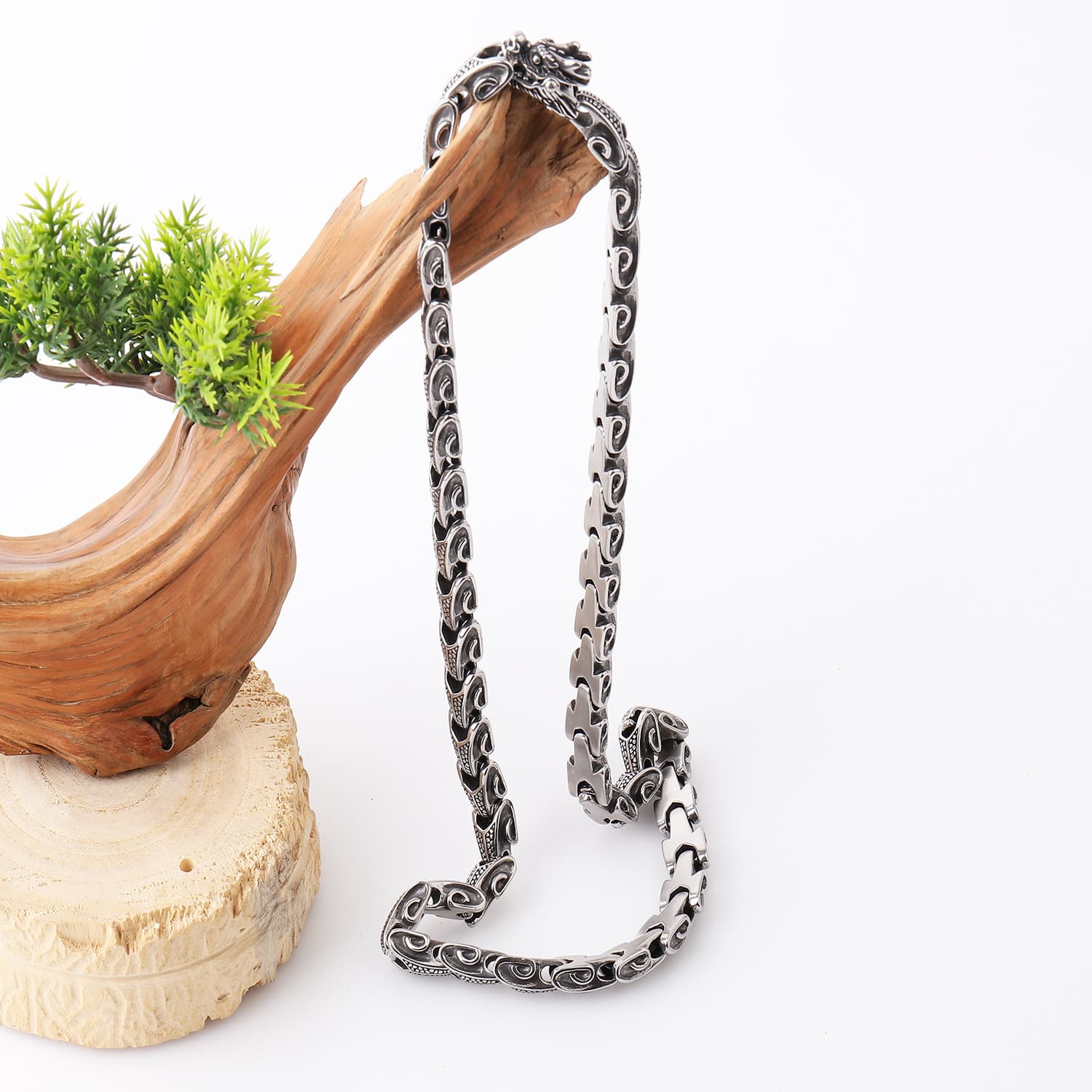 ネックレスチェーン 匠技彫り込み龍鱗ステンレスチェーン