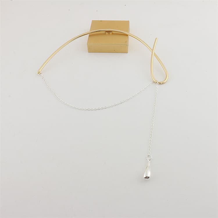 ネックレスチェーン 雫型ペンダント付き金銀二色調整可能ネックレス
