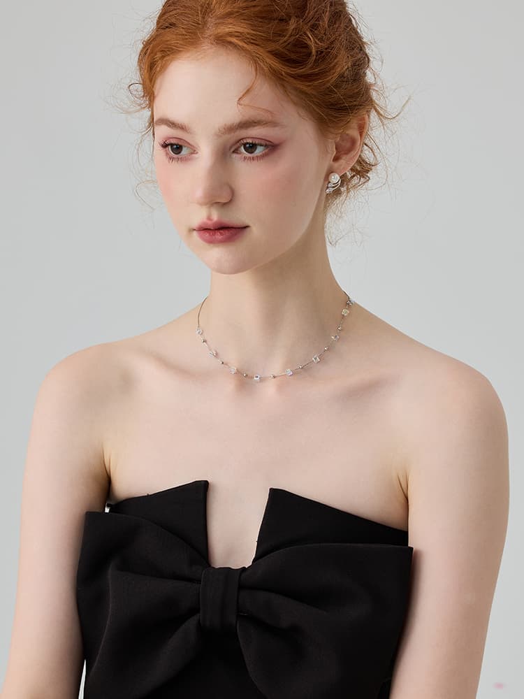 ネックレスチェーン キラキラ宝石立方体のチェーン