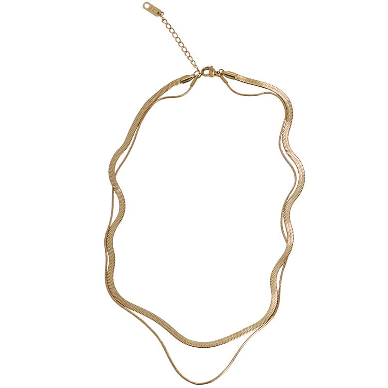 ネックレスチェーン 二連ヘリンボーン細身チェーン