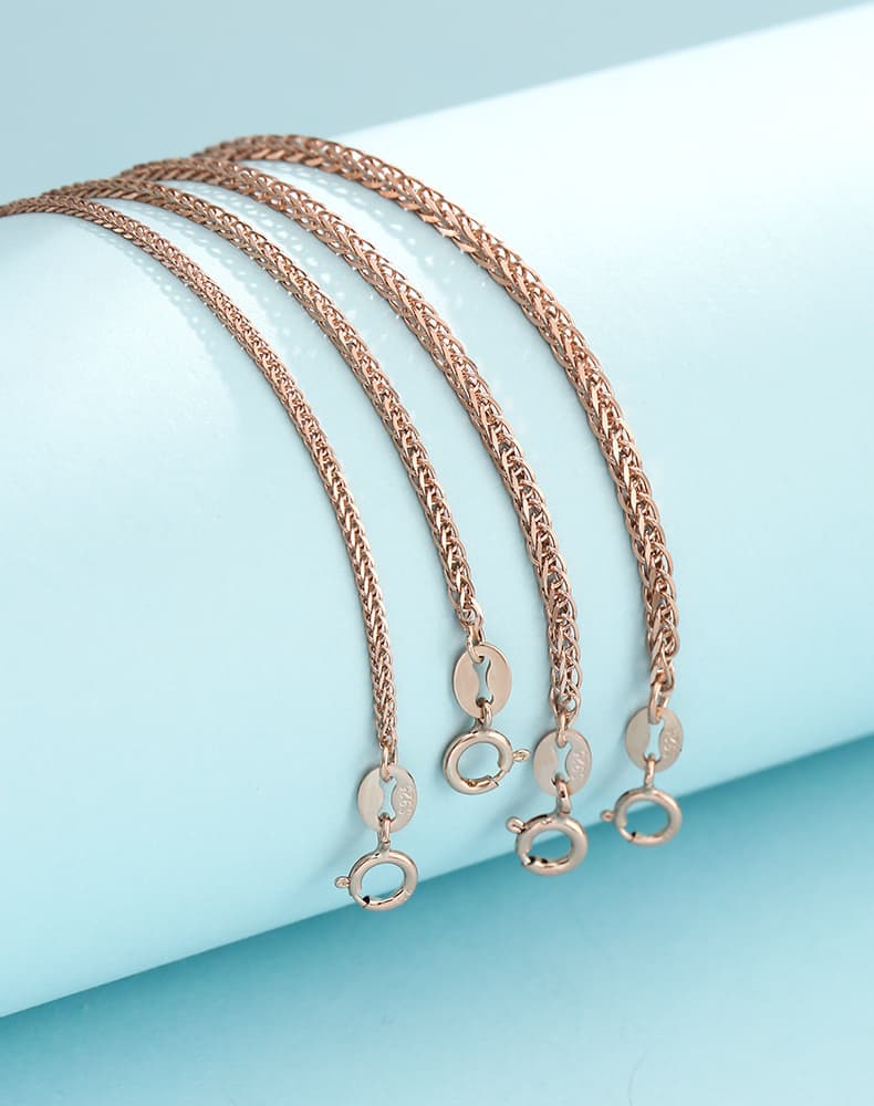 ネックレスチェーン 繊細な編み込み麦の穂チェーン