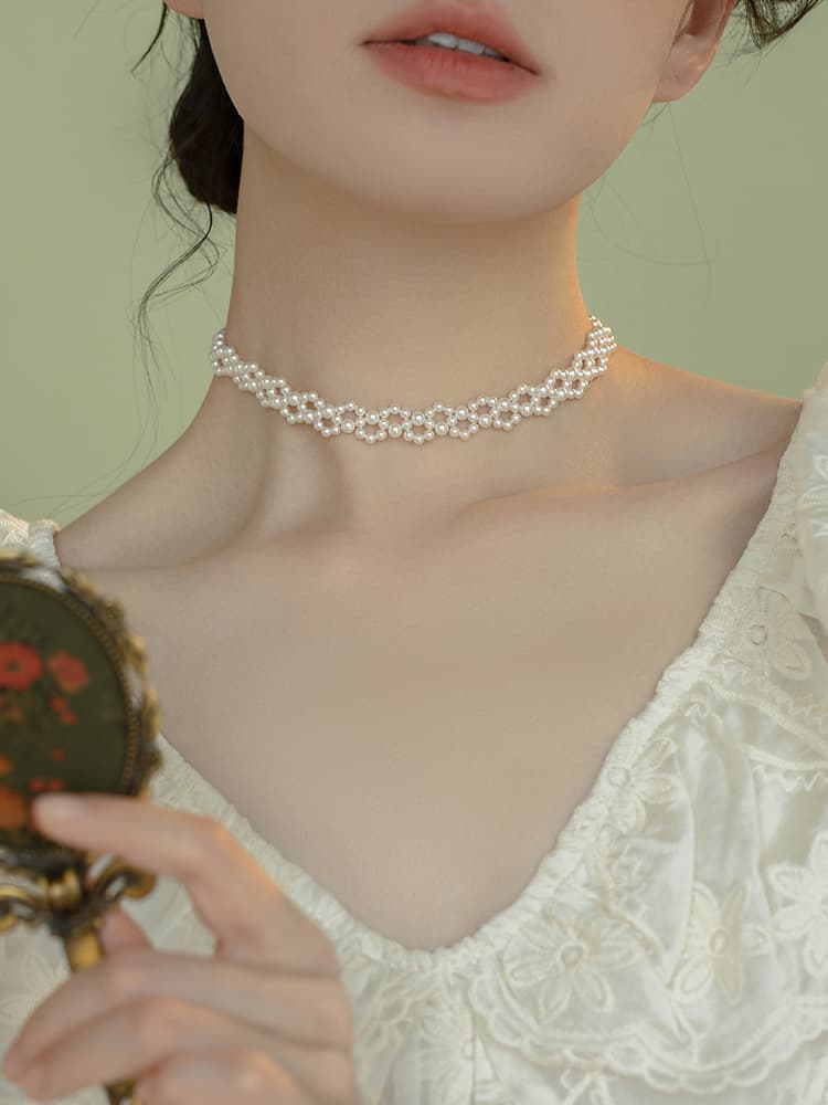 ネックレスチェーン パールモチーフゴールドネックレス