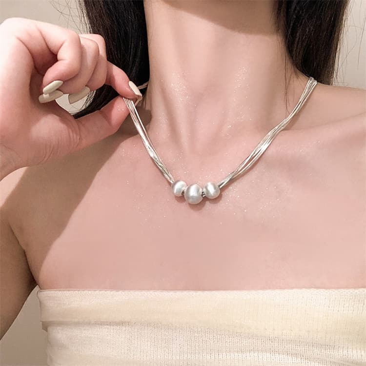 高級感溢れる真珠付き鎖骨ネックレスチェーン
