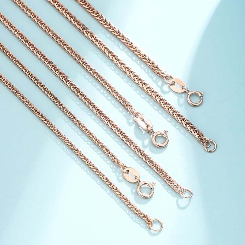 ネックレスチェーン 繊細な編み込み麦の穂チェーン