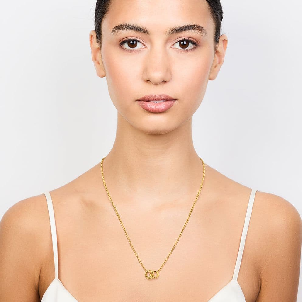 ネックレスチェーン 二連丸モチーフ輝きネックレス