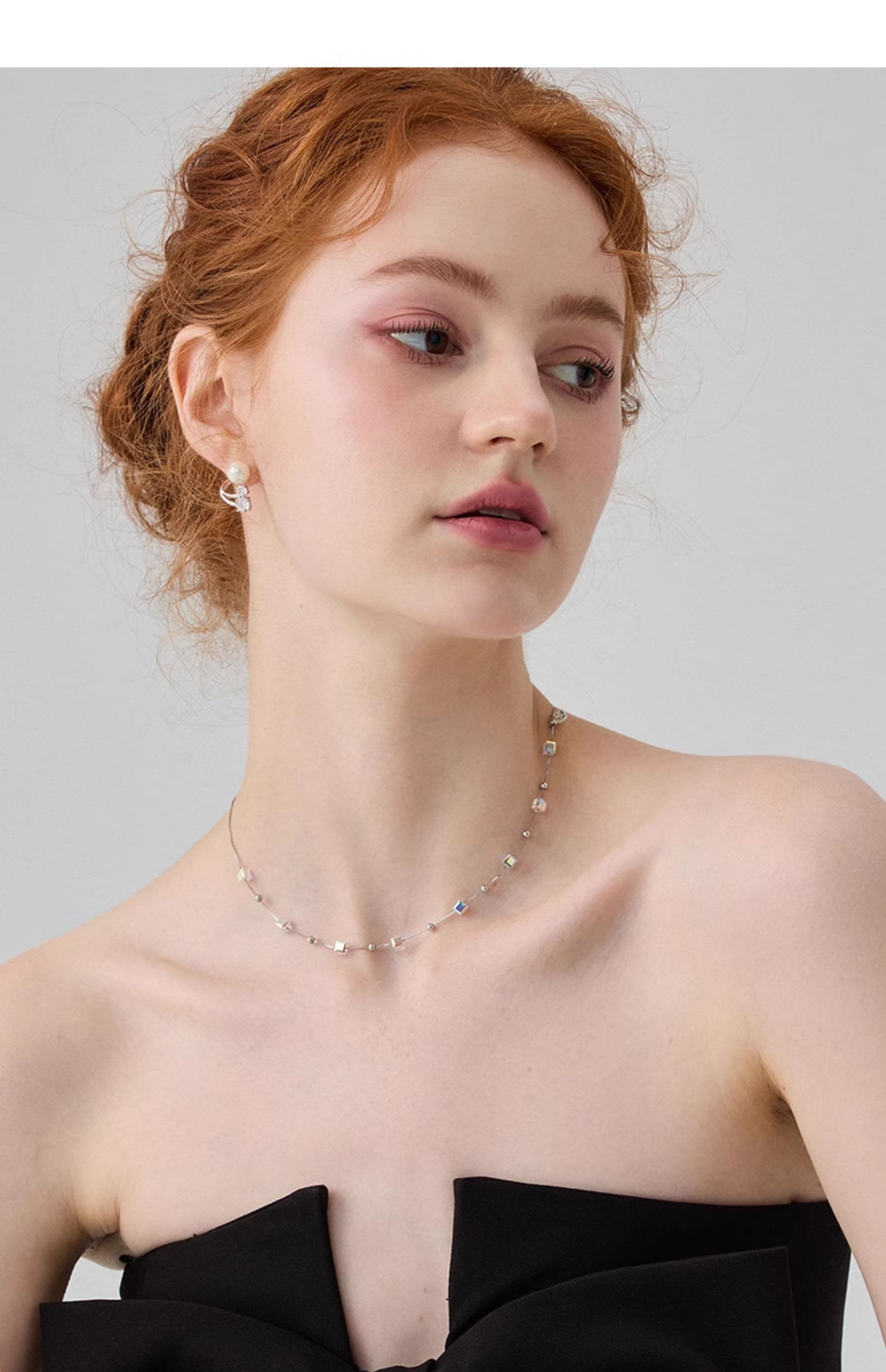 ネックレスチェーン キラキラ宝石立方体のチェーン