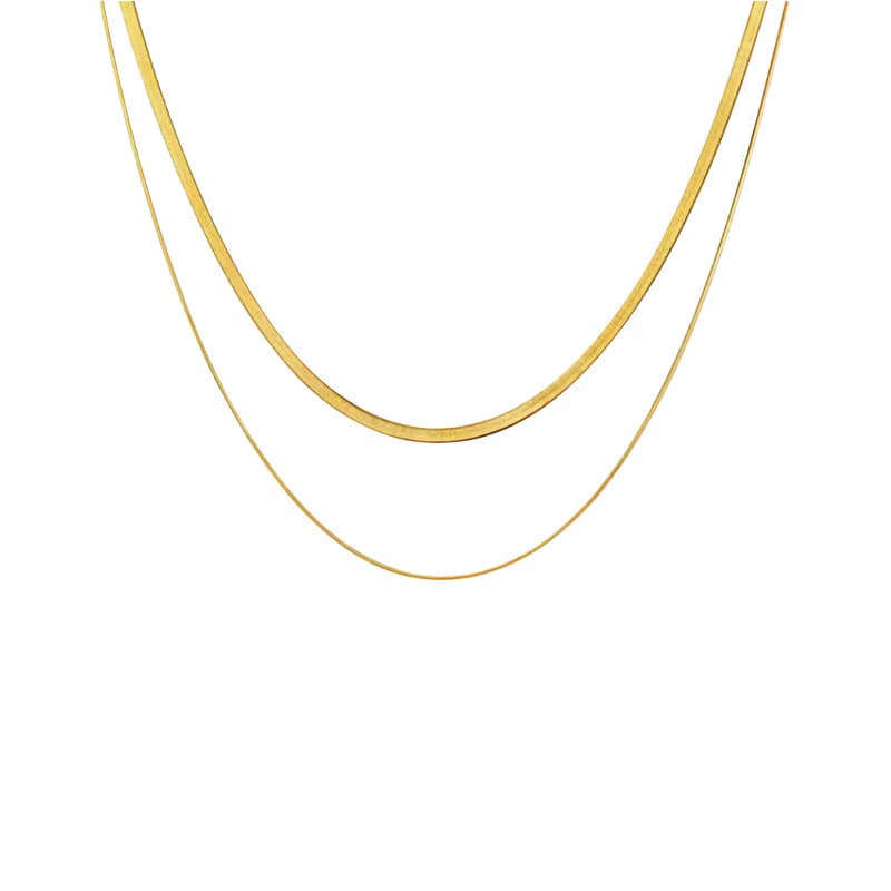 ネックレスチェーン 二連スネークフラットチェーン