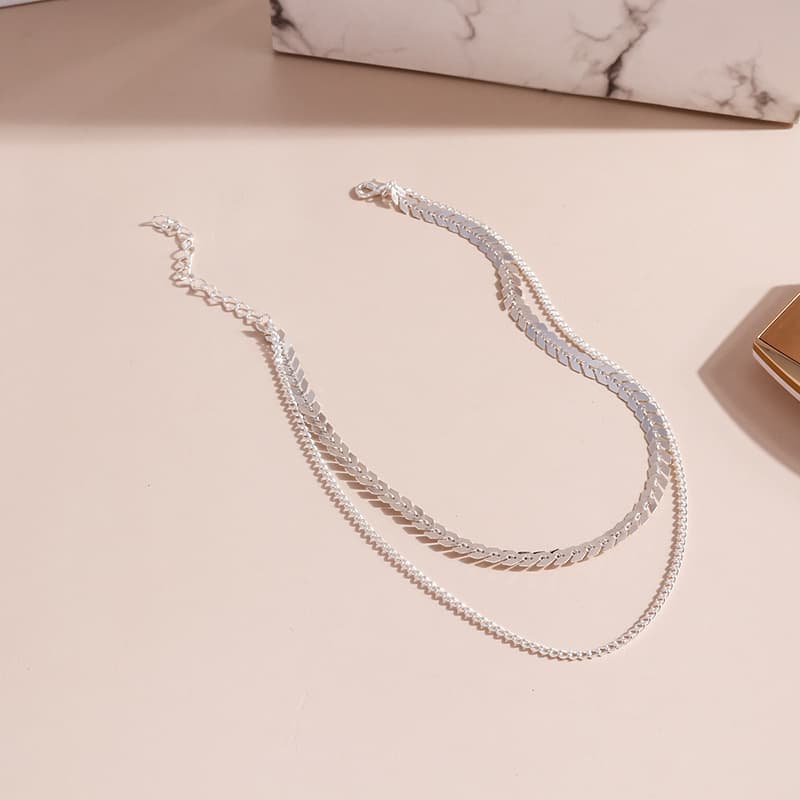 ネックレスチェーン 麦の穂二連レイヤードチョーカー