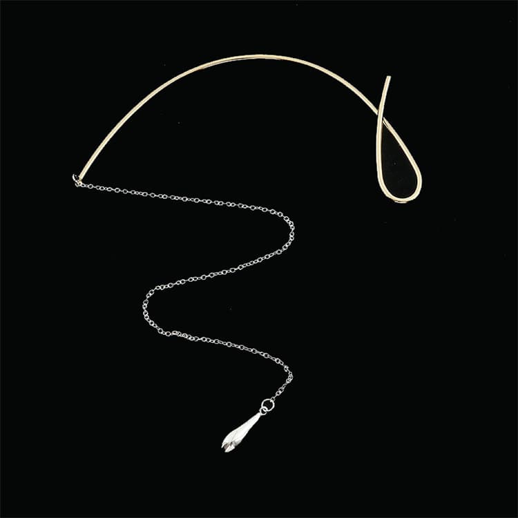 ネックレスチェーン 雫型ペンダント付き金銀二色調整可能ネックレス