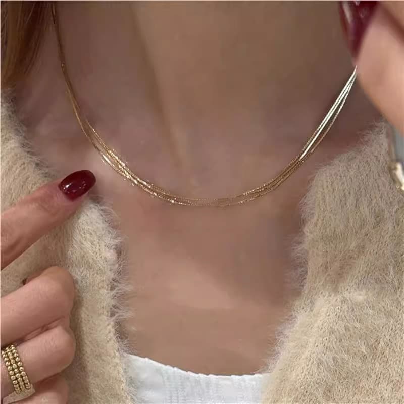 ネックレスチェーン 繊細マルチライン首飾り
