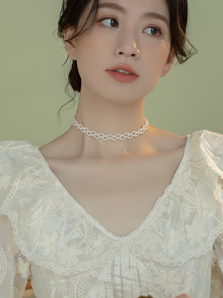 ネックレスチェーン パールモチーフゴールドネックレス