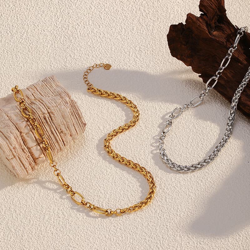 ネックレスチェーン 洗練された編み込みチェーン