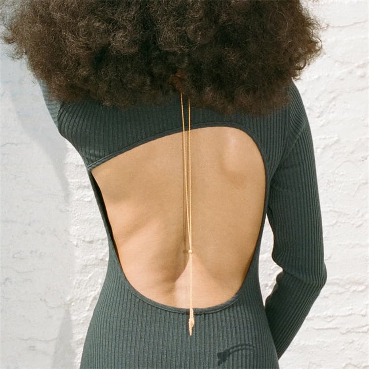 調節可能ロング丸玉ペンダント金色ネックレスチェーン