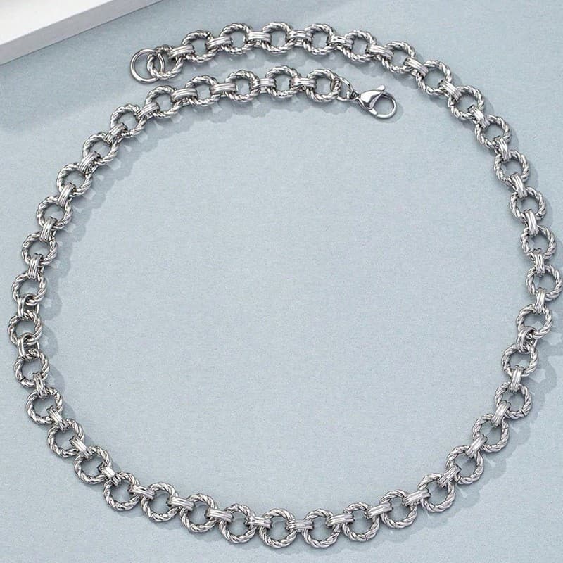 ネックレスチェーン 縄模様輪環連鎖ネックレス