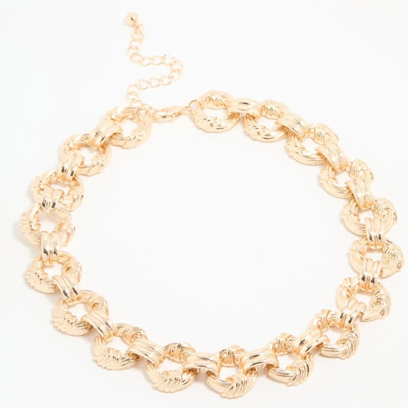 ネックレスチェーン 螺旋彫り輪繋ぎ華やかチェーン