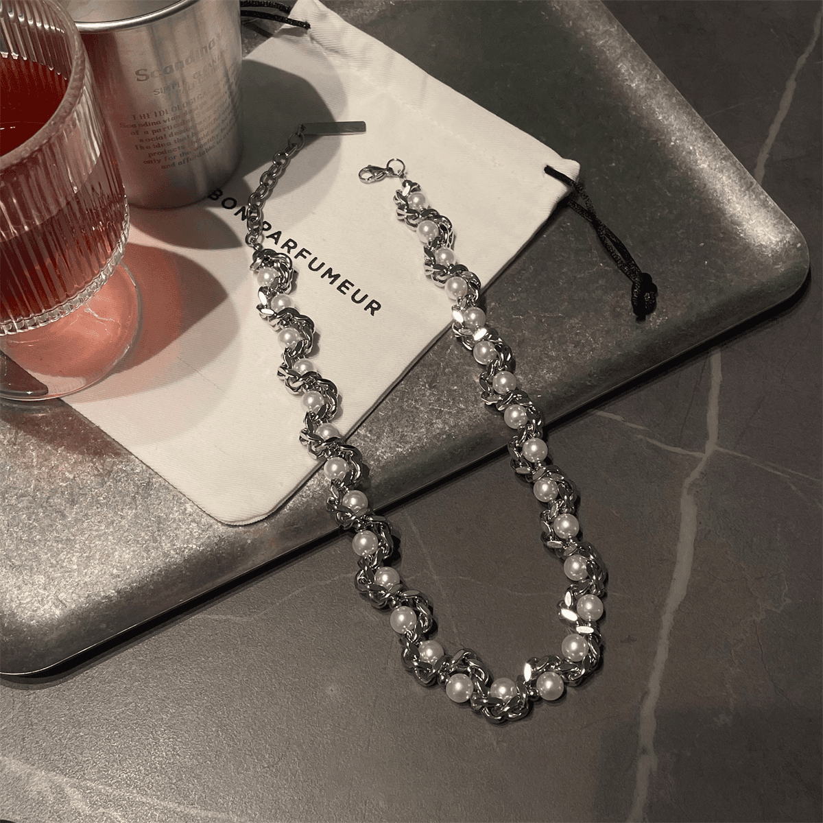 ネックレスチェーン 重厚感漂う匠のチタン編み込み