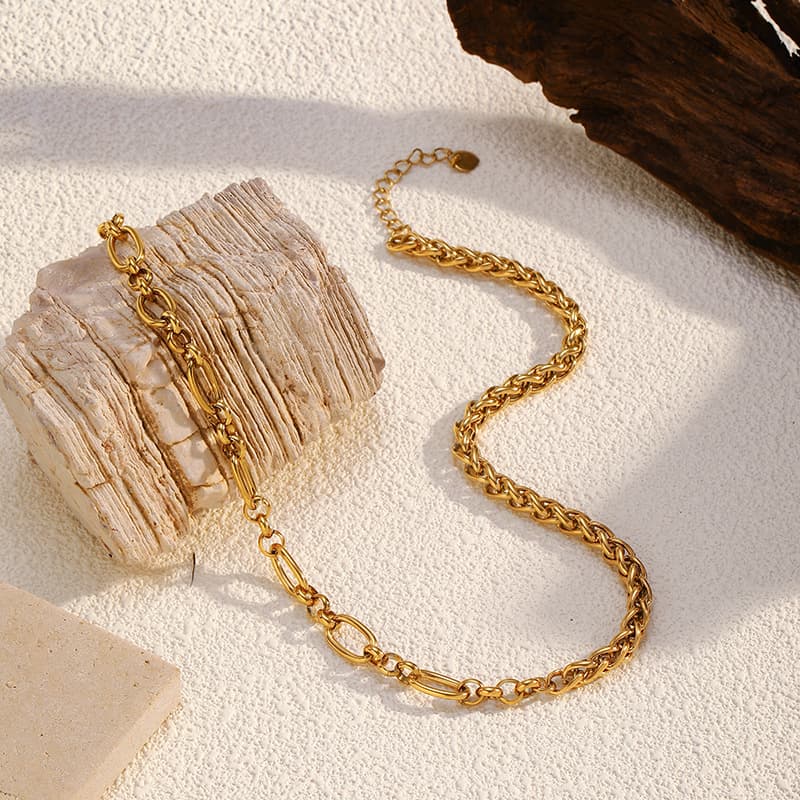 ネックレスチェーン 洗練された編み込みチェーン