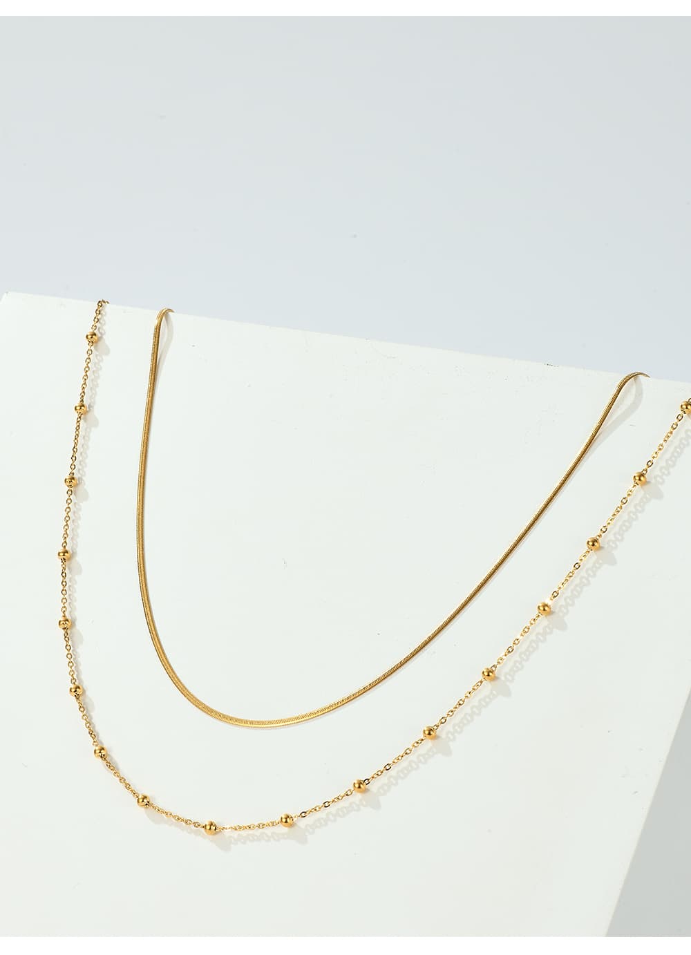 ネックレスチェーン 重ね着風二連デザインネックレス