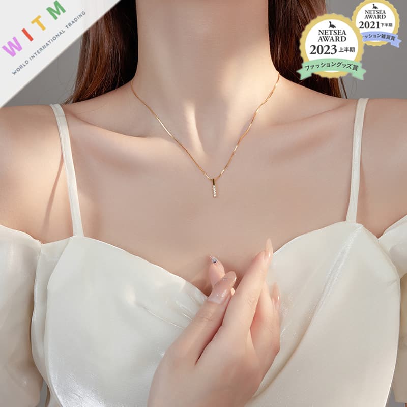 煌めく石付きシルバーネックレスチェーン レディース