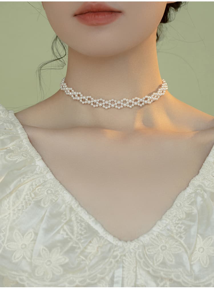 ネックレスチェーン パールモチーフゴールドネックレス